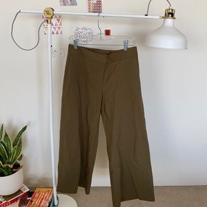 Wide legged dark green trousers!